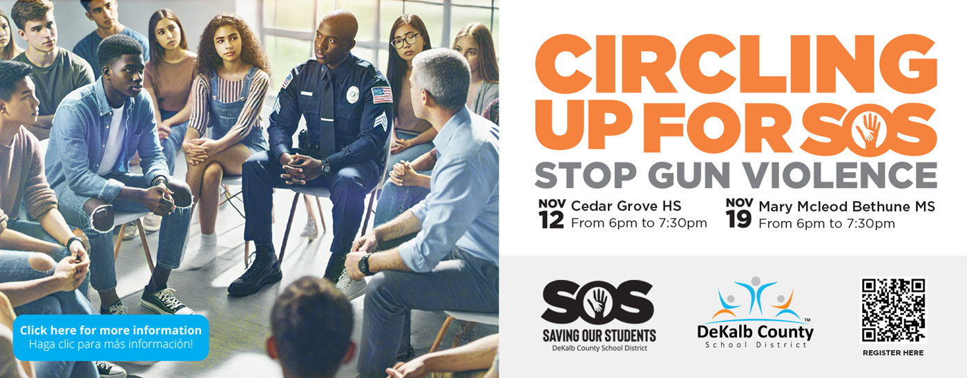 Circling Up for SOS, Stop Gun Violence, At Cedar Grove High School on November 12th from 6pm -7